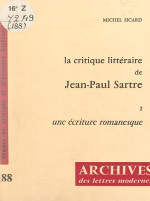 cover image of La critique littéraire de Jean-Paul Sartre, 2